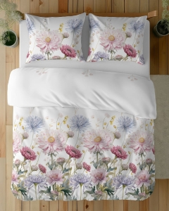 Komplet pościeli z satyny bawełnianej 220x200 w wielobarwne kwiaty Home Satin 