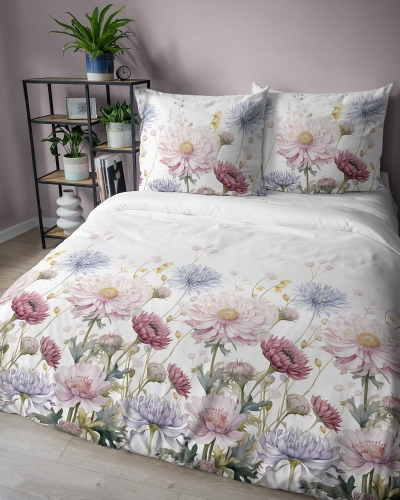 Komplet pościeli z satyny bawełnianej 220x200 w wielobarwne kwiaty Home Satin 