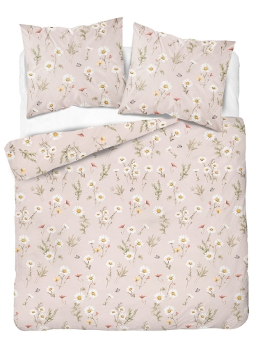 Komplet pościeli z satyny bawełnianej pudrowa 160x200 w polne kwiaty Home Satin