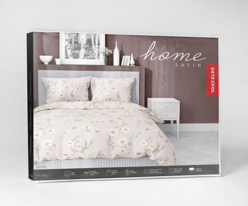 Komplet pościeli z satyny bawełnianej pudrowa 160x200 w polne kwiaty Home Satin