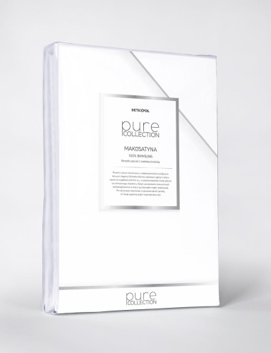 Pościel z makosatyny biała ze srebrną lamówką 180x200 Pure