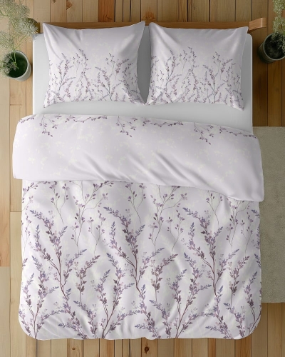 Komplet pościeli z satyny bawełnianej różowej 160x200 w drobne gałązki Home Satin