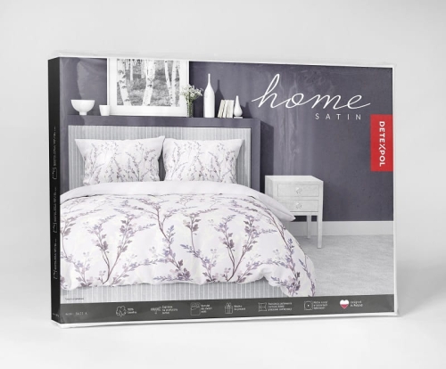 Komplet pościeli z satyny bawełnianej różowej 160x200 w drobne gałązki Home Satin