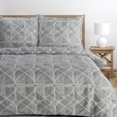 Komplet pościeli z bawełny satynowej Spring 160x200 szary geometryczny wzór