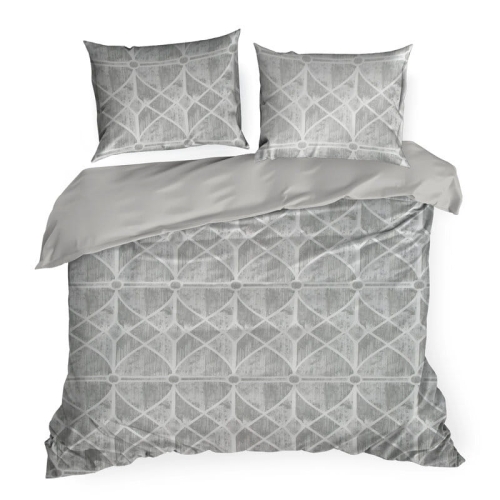 Komplet pościeli z bawełny satynowej Spring 160x200 szary geometryczny wzór