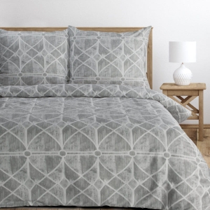 Komplet pościeli z bawełny satynowej Spring 220x200 szary geometryczny wzór