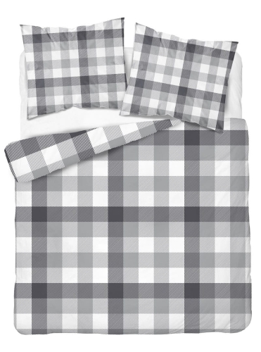 Pościel z satyny bawełnianej szaro biała 180x200 Home Satin kratka