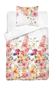 Komplet pościeli z satyny bawełnianej 140x200 w kolorowe kwiaty Home Satin