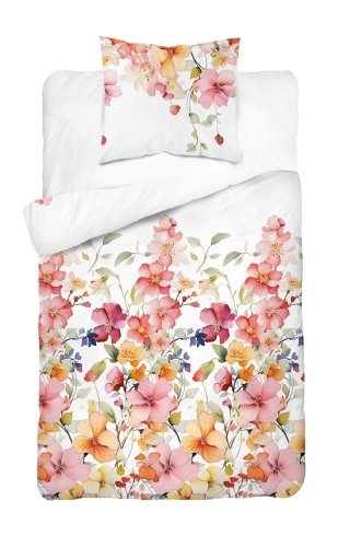 Komplet pościeli z satyny bawełnianej 140x200 w kolorowe kwiaty Home Satin