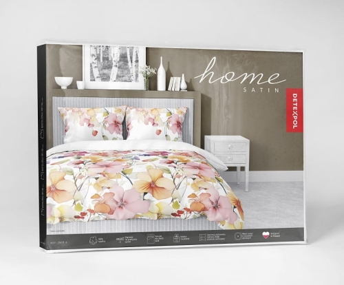 Komplet pościeli z satyny bawełnianej 140x200 w kolorowe kwiaty Home Satin