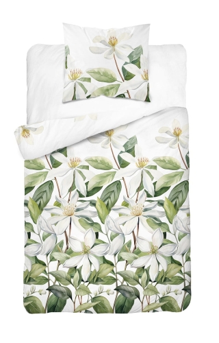 Komplet pościeli z satyny bawełnianej 140x200 w duże białe kwiaty Home Satin