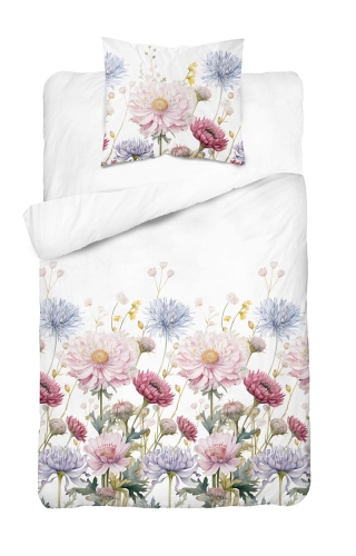 Komplet pościeli z satyny bawełnianej 140x200 w wielobarwne kwiaty Home Satin 