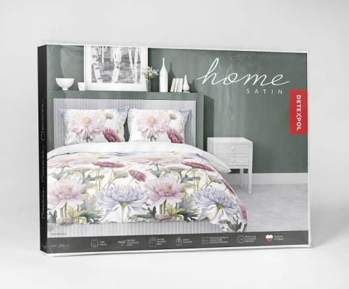 Komplet pościeli z satyny bawełnianej 140x200 w wielobarwne kwiaty Home Satin 