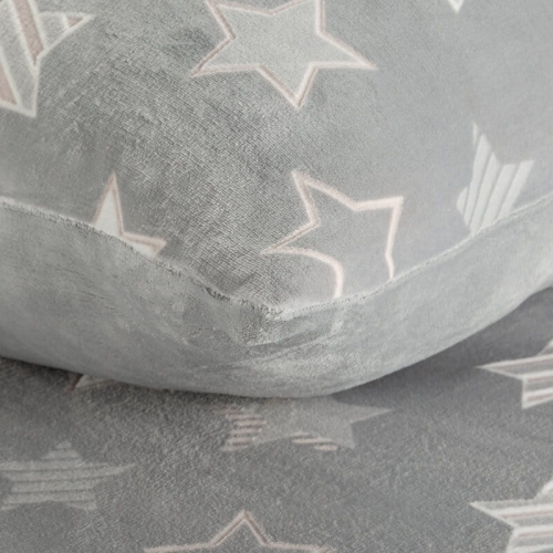 Komplet pościeli polarowej srebrno białej 220x200 w gwiazdki