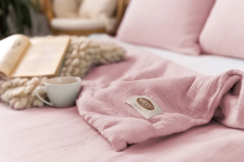 Komplet pościeli muślinowej 160x200 pudrowo różowej