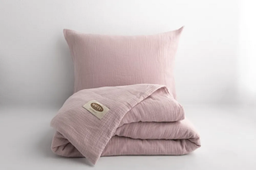 Komplet pościeli muślinowej 160x200 pudrowo różowej