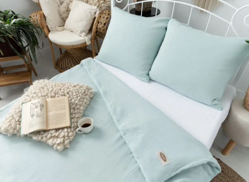 Komplet pościeli muślinowej 220x200 miętowej