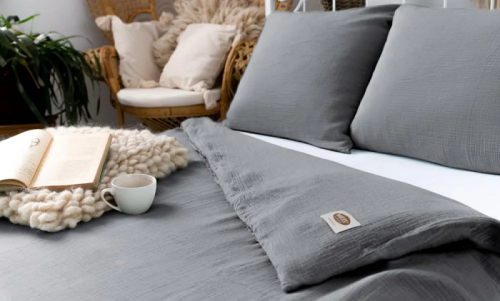 Komplet pościeli muślinowej 220x200 grafitowej