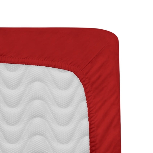 Prześcieradło 200x220 satynowe z gumką w kolorze czerwonym