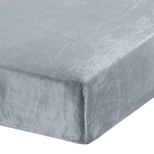 Prześcieradło pluszowe 220x200 z gumką w kolorze srebrnym