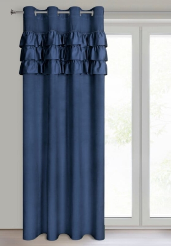 Zasłona Sami 140x250 granatowa falbanki przelotki