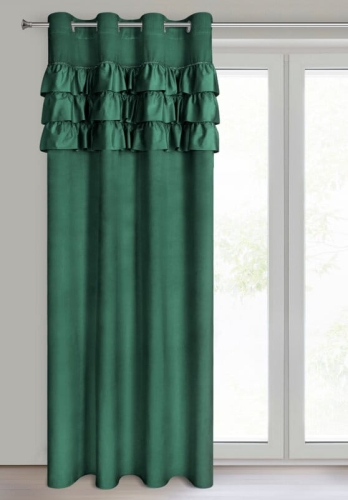 Zasłona Sami 140x250 ciemno zielona falbanki przelotki