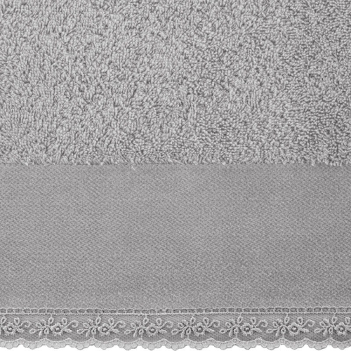 Ręcznik bawełniany Emi 70x140 srebrny z koronką