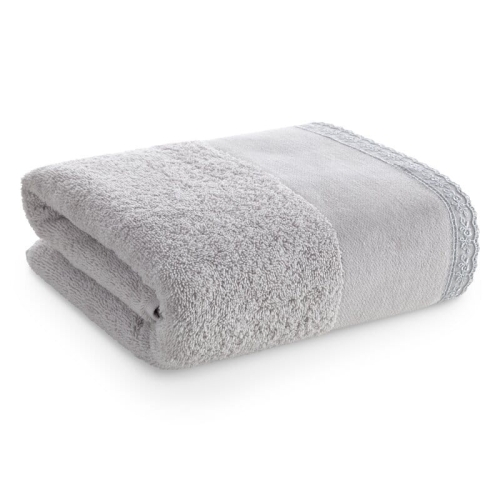 Ręcznik bawełniany Emi 70x140 srebrny z koronką