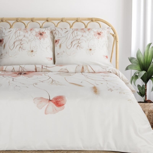 Pościel Premium bawełna satynowa 160x200 Pudrowe Kwiaty