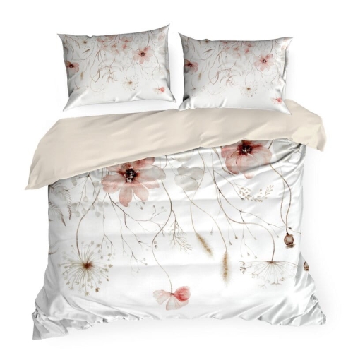 Pościel Premium bawełna satynowa 220x200 Pudrowe Kwiaty