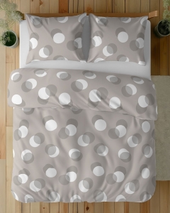 Pościel bawełniana beżowa 100% 160x200 w grochy