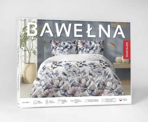 Pościel bawełniana 100% 220x200 malowane kwiaty