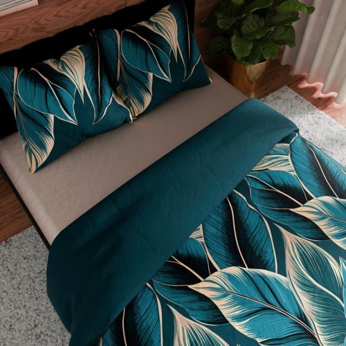 Komplet pościeli z bawełny satynowej tropikalne liście 220x200 Levi 