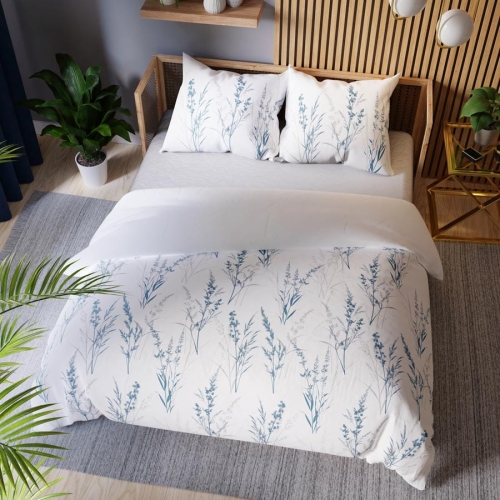 Komplet pościeli z bawełny satynowej botaniczny wzór 160x200 Sela 