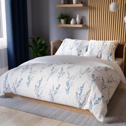 Komplet pościeli z bawełny satynowej botaniczny wzór 220x200 Sela 