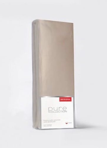 Prześcieradło Pure 160x200 satynowe z gumką w kolorze taupe