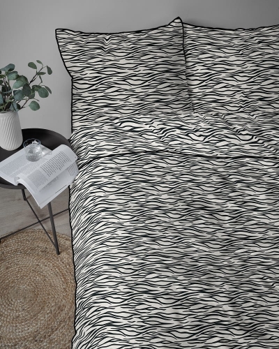 Pościel z perkalu 220x200 Zebra Biało Czarna Lame Percale
