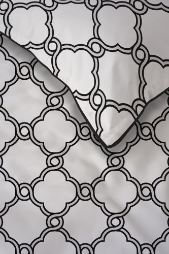 Pościel z perkalu 220x200 Biało Czarny Motyw Marokański Lame Percale