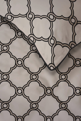 Pościel z perkalu 220x200 Beżowo Czarny Motyw Marokański Lame Percale