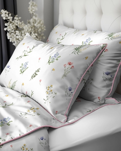 Pościel z perkalu 220x200 Polne Kwiaty Lame Percale