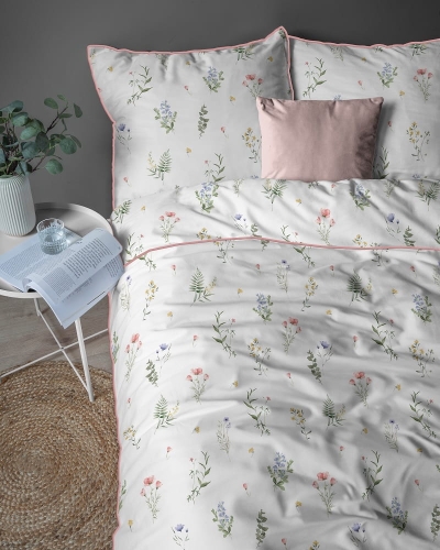 Pościel z perkalu 220x200 Polne Kwiaty Lame Percale