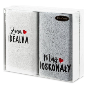 Komplet dwóch ręczników 70x140 Żona Idealna - Mąż Doskonały
