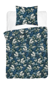 Komplet pościeli z satyny bawełnianej w odcieniach granatu 140x200 w kwiaty Home Satin