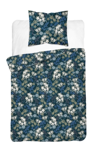 Komplet pościeli z satyny bawełnianej w odcieniach granatu 140x200 w kwiaty Home Satin