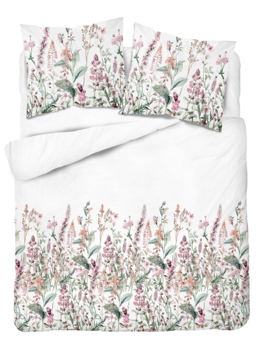 Komplet pościeli z satyny bawełnianej 220x200 kompozycja kwiatów, ziół i traw Home Satin