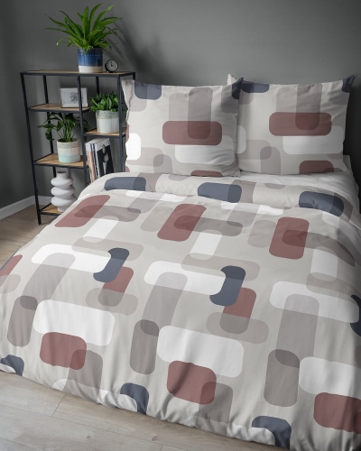 Komplet pościeli z satyny bawełnianej Home Satin 160x200 w prostokąty