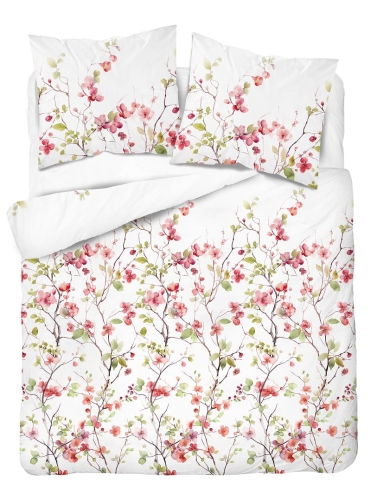 Komplet pościeli z satyny bawełnianej 160x200 w kwitnące gałązki Home Satin