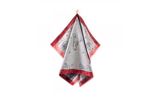 Ścierka świąteczna kuchenna czerwona 50x70 Snow Christmas