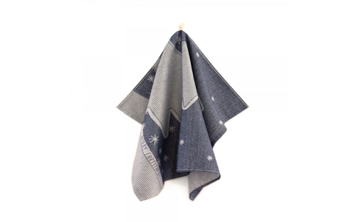Ścierka świąteczna kuchenna niebieska 50x70 Christmas Stars