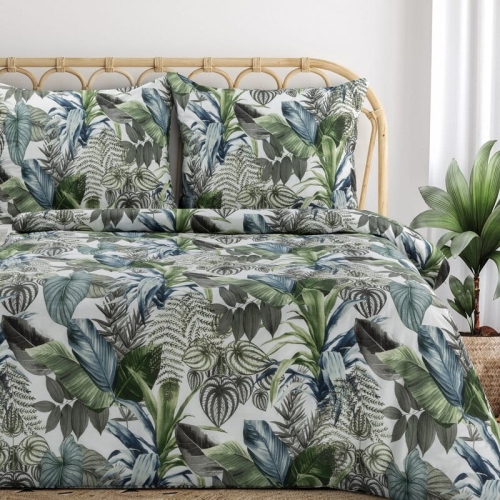 Komplet pościeli bawełnianej w odcieniach zieleni i błękitu 140x200 Davos